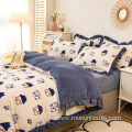 Wholesale fleece bedding set with cute cow pattern